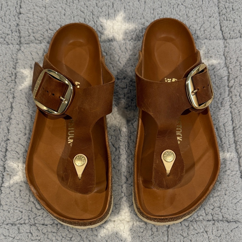 Birkenstock Brown Sandals with Silver Buckle